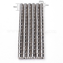 真鍮製マグネットクラスプ  コラム  プラチナ  留め金：9x4.5mm  内孔：2mm  外側の穴：0.8ミリメートル  磁気部品1個: 4.5x4.5mm  2個/ペア&nbsp;MC010