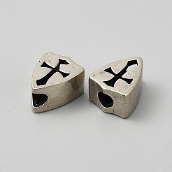 真鍮ビーズ  十字架と盾  生（メッキなし）  16x12.5x9mm  穴：5mm&nbsp;DIY-WH0888-860B