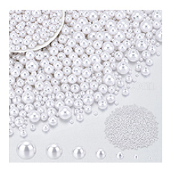 DIYビーズキット  ガラスシードビーズ入り  ABSプラスチックパール調ビーズ  ホワイト  2~12mm  穴：1~2.3mm  5030pc&nbsp;DIY-PH0030-47B