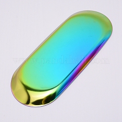 ステンレス製トレイ  収納トレー  化粧品ジュエリーオーガナイザー  オーバル  虹色  229x95x9.5mm&nbsp;STAS-WH0018-13B-M