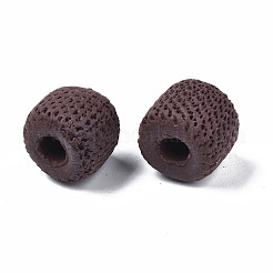 手作り陶器ヨーロピアンビーズ  大穴ビーズ  コラム  パープル  12~14x10.5~12.5mm  穴：4mm&nbsp;PORC-T006-43B