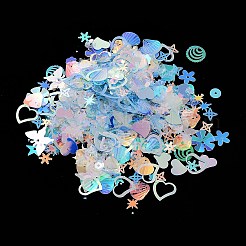 装飾アクセサリー  PVC スパンコール/スパンコール ビーズ  黄金の光沢  混合図形  ハート/星/花  ミックスカラー  4~14x4~12x0.3~0.8mm  穴：0.8mm&nbsp;PVC-L001-01G
