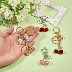 4Pcs 4 Styles Cherry Resin & Alloy Pendant Decorations&nbsp;HJEW-CA0001-73
