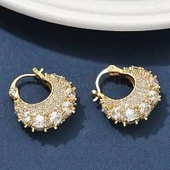 真鍮マイクロパヴェクリアキュービックジルコニアチャンキーフープピアス  18KGP本金メッキ  19.5x19x7mm&nbsp;EJEW-C182-04G
