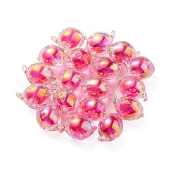 UVメッキレインボー虹色アクリルビーズ  ツートンカラーの二層ビーズ  魚  濃いピンク  15x17x15mm  穴：3.5mm&nbsp;OACR-F004-07D