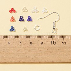 DIY独立記念日イヤリング作成キット  ガラスシードビーズ入り  真鍮製のクリンプビーズと丸カン  アイアン製ピアスフック  ミックスカラー&nbsp;DIY-FS0004-56