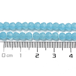 模造翡翠ガラスビーズスタンド  ファセット（32ファセット）  ラウンド  ライトスカイブルー  4mm  穴：0.7mm  約87~93個/連  32~33cm&nbsp;EGLA-A035-J4mm-D04