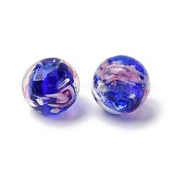 光る手作りの金砂ランプワークビーズ連売り  バラの丸  暗闇で光る  藤紫色  9~11mm  穴：1.2~1.5mm  約40~41個/連  14.80''~15.31''（37.6~38.9センチメートル）&nbsp;LAMP-B028-03N-10mm
