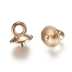 Ccbプラスチックカップパールヒートンキャップピンペンダント  片穴パーツ用  ライトゴールド  6.5x6mm  穴：2mm  ピン：1.4mm&nbsp;CCB-L013-02A-LG