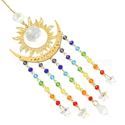 Brass & 304 Stainless Steel Sun Moon Suncatchers&nbsp;HJEW-JM05014
