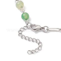 3Pcs 3 Styles Round Dyed Natural Red Agate & Peacock Green Agate & Carnelian & Brass Paperclip Chain Bracelet Making&nbsp;AJEW-JB01425