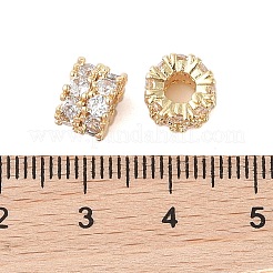 真鍮マイクロペーブクリアキュービックジルコニアビーズ  ニッケルフリー  コラム  ゴールドカラー  8.5x6mm  穴：3.5mm&nbsp;KK-B100-003G