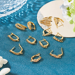 6 Styles Brass Micro Pave Clear Cubic Zirconia Hoop Earring Findings&nbsp;KK-TA0002-87