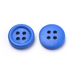 4つ穴ウッドボタン  フラットラウンド  染め  ミックスカラー  14.5~15x4mm  穴：1.5mm&nbsp;WOOD-S035-08-15mm