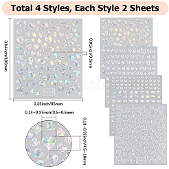 8 Sheets 4 Styles Laser Heart Pattern Nail Art Sticker&nbsp;DIY-CY0001-90