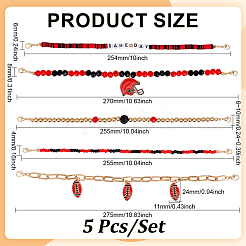 5個 5スタイル プラスチック帽子チェーン  混合図形  レッド  254x6mm&nbsp;DIY-WH0816-209B