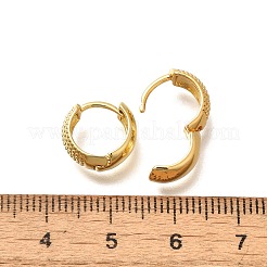 ラックメッキリング真鍮フープピアス女性用  カドミウムフリー＆鉛フリー  長持ちメッキ  18KGP本金メッキ  11.5~12x5.5mm&nbsp;EJEW-C125-15G