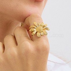 Adjustable 304 Stainless Steel Cuff Rings for Women&nbsp;RJEW-B133-03G