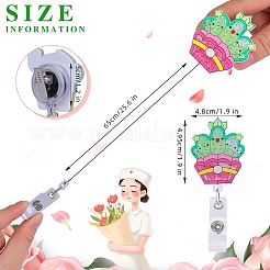 ラインストーン流砂効果アクリル & ABS プラスチックバッジリール  格納式バッジホルダー  パールピンク  98mm  サボテン：49.5x48mm&nbsp;AJEW-SZ0002-48F