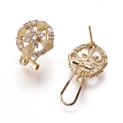 Brass Micro Pave Cubic Zirconia Stud Earring Findings&nbsp;KK-O121-10G