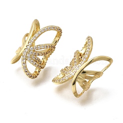 Brass Micro Pave Clear Cubic Zirconia Butterfly Cuff Earrings&nbsp;EJEW-P322-16G
