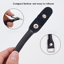 牛革バッグハンドル  合金の留め金付き  バッグ交換用アクセサリー用  ブラック  36x2.05x1cm&nbsp;FIND-WH0126-159A