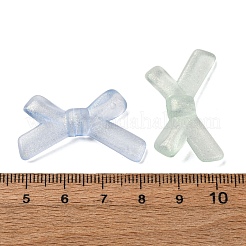 明るい不透明なアクリル ビーズ  ミックスカラー  グリッターパウダー付き  暗闇で光る  蝶結び  18.5x34x6.5mm  穴：2mm  約370個/500g&nbsp;OACR-G052-11D