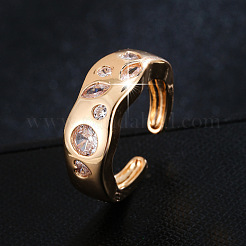 Brass Pave Clear Cubic Zirconia Cuff Open Rings&nbsp;WGCA67C-01
