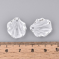 フロストプラスチックの花びらペンダント  シルバーライン入り  銀  17x15x4mm  穴：1.6mm  約1612個/500g&nbsp;KY-T041-20A