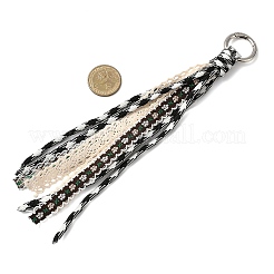4個 4色ポリエステルコードレースペンダント装飾  合金スプリットキーリング付き  プラチナ  ミックスカラー  220~230mm  1pc /カラー&nbsp;HJEW-JM04333