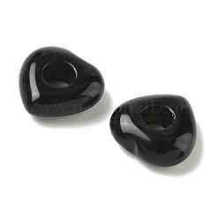 天然黒曜石のヨーロッパ産ビーズ  ハートに大きな穴ビーズ  15x15~15.5x4.5~5mm  穴：6mm&nbsp;G-C252-01A