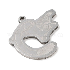 変色しない201ステンレススチールペンダント  マウスチャーム  ステンレス鋼色  22.5x23.5x1.5mm  穴：1mm&nbsp;STAS-C095-31P