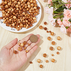 400Pcs 4 Styles Original Color Natural Wood Beads&nbsp;WOOD-NB0002-13