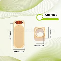 ラックメッキ真鍮ビーズ50個  ニッケルフリー  直方体の  18KGP本金メッキ  6x2.5x2.5mm  穴：1.6mm&nbsp;KK-FH0003-84