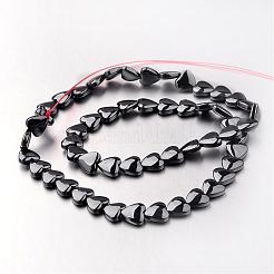 磁気無し合成ヘマタイトビーズ連売り  ハート  原色  8x8x3mm  穴：0.7mm  約55個/連  15.7インチ&nbsp;G-F300-22B-09