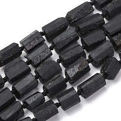 天然石ブラックトルマリンビーズ連売り  多面カット  コラム  10~20x9x9.5~15mm  穴：1mm  約20~28個/連  16~16.54インチ（41~42cm）&nbsp;G-F716-01