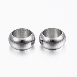 変色しにくい304ステンレススチールスペーサービーズ  リング  ステンレス鋼色  6x3mm  穴：4mm&nbsp;X-STAS-H376-39