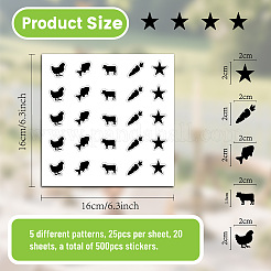 長方形のプラスチック製粘着レストランメニューラベルステッカー  混合図形  160x160mm  ステッカー：20x20mm  25pcs /シート  20枚/セット&nbsp;AJEW-WH20178-001