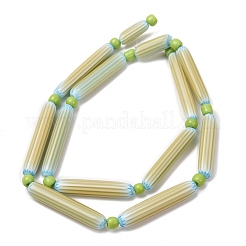 手作りのランプワークシェブロンビーズ  細長い卵形ビーズ  ダークカーキ  28~29.5x4.5~6mm  穴：0.8mm  約13個/連  14.56''~16.14''（37~41センチメートル）&nbsp;LAMP-Z019-01-23