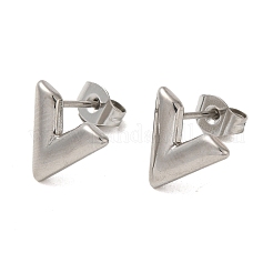変色しない304ステンレススチールスタッドピアス  V字  ステンレス鋼色  11x11mm  12個/セット&nbsp;EJEW-C099-03P
