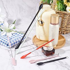 シリコンフレックスへら  ノンスティックスプーン  鉄製スプリットリング付き  ジャム用  化粧品  ミックスカラー&nbsp;AJEW-OC0003-58