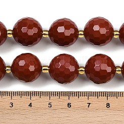 天然石レッドジャスパービーズ連売り  多面カット  ラウンド  シードビーズで  15~16mm  穴：1.4~1.6mm  約21個/連  15.35~15.94インチ（39~40.5cm）&nbsp;G-C249-A10-16mm