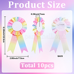 サテン生地とブリキのブローチ台座  フラットラウンド  プラチナ  カラフル  155x75x7mm  10pc&nbsp;FIND-SC0022-47A