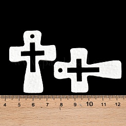 打ち出しクロス合金チャーム  マットシルバー  50x35x1.5mm  穴：3mm&nbsp;PALLOY-D071-MS