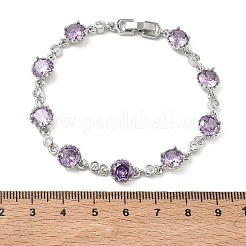Brass Micro Pave Cubic Zirconia Link Cahin Bracelets for Women&nbsp;BJEW-A172-01P