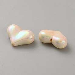 10個の不透明なアクリルビーズ  ABカラーメッキ  ハート  トウモロコシの穂の黄色  16x22x9mm  穴：1.6mm  10個/セット&nbsp;SACR-WH0008-020K