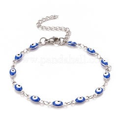 Enamel Horse Eye Link Chains Bracelet&nbsp;BJEW-P271-05P