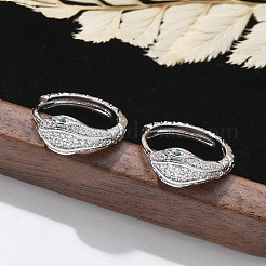 真鍮クリアキュービックジルコニアフープピアス  ヘビ  プラチナ  15x15x6mm&nbsp;EJEW-Q014-20P
