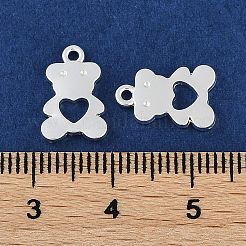 ラックメッキ合金ペンダント  鉛フリー＆カドミウムフリー  クマのチャーム  銀  13x8.5x1.5mm  穴：1.2mm&nbsp;PALLOY-D029-16S-RS