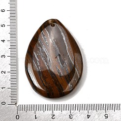 天然虎鉄の大きなペンダント  ティアドロップチャーム  53~55x33~35x6~7.5mm  穴：1~1.6mm&nbsp;G-F820-05A-11